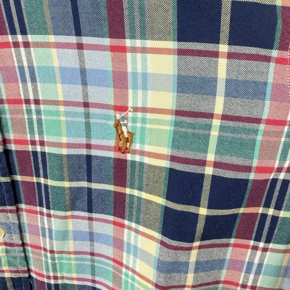 Ralph Lauren S/S Button Down Shirt Mens M Colorful Plaid Easter Wedding Casual - Picture 5 of 11